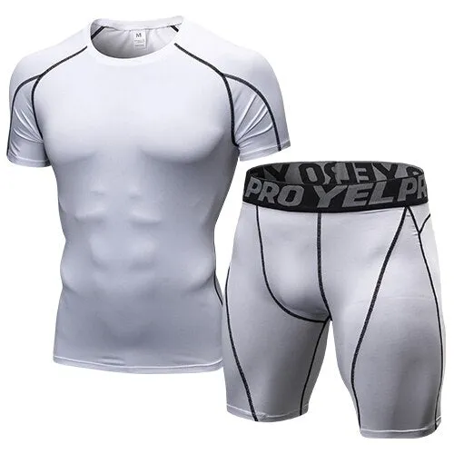 Men's Compression Tracksuit 2 Piece Fitness  Suit