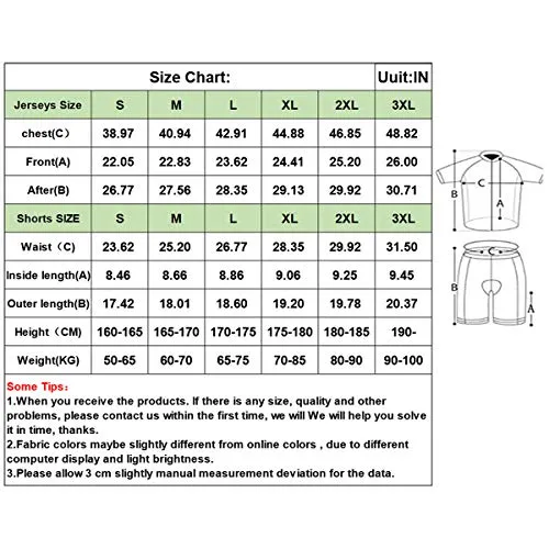 Men's Cycling Jersey Set Short Sleeve MTB Jersey Road Bike Clothing Shirts Shorts with 3D Padded Outdoor Riding Sportswear
