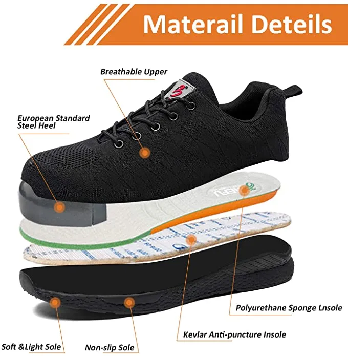 Mesily Safety Steel Toe Shoes for Men Lightweight Non Slip Work Construction Industrial Shoes - Breathable Sneakers Outdoor Resistant Composite Work Toe Shoes - Size 50 (15.5)