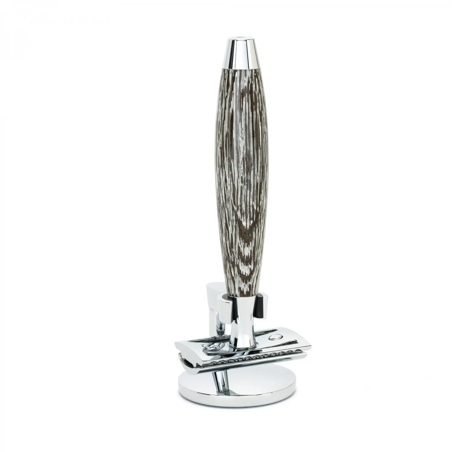 MÜHLE EDITION 3 Pc. Shaving Set, Silvertip Badger / Safety Razor, Ancient Oak & Silver