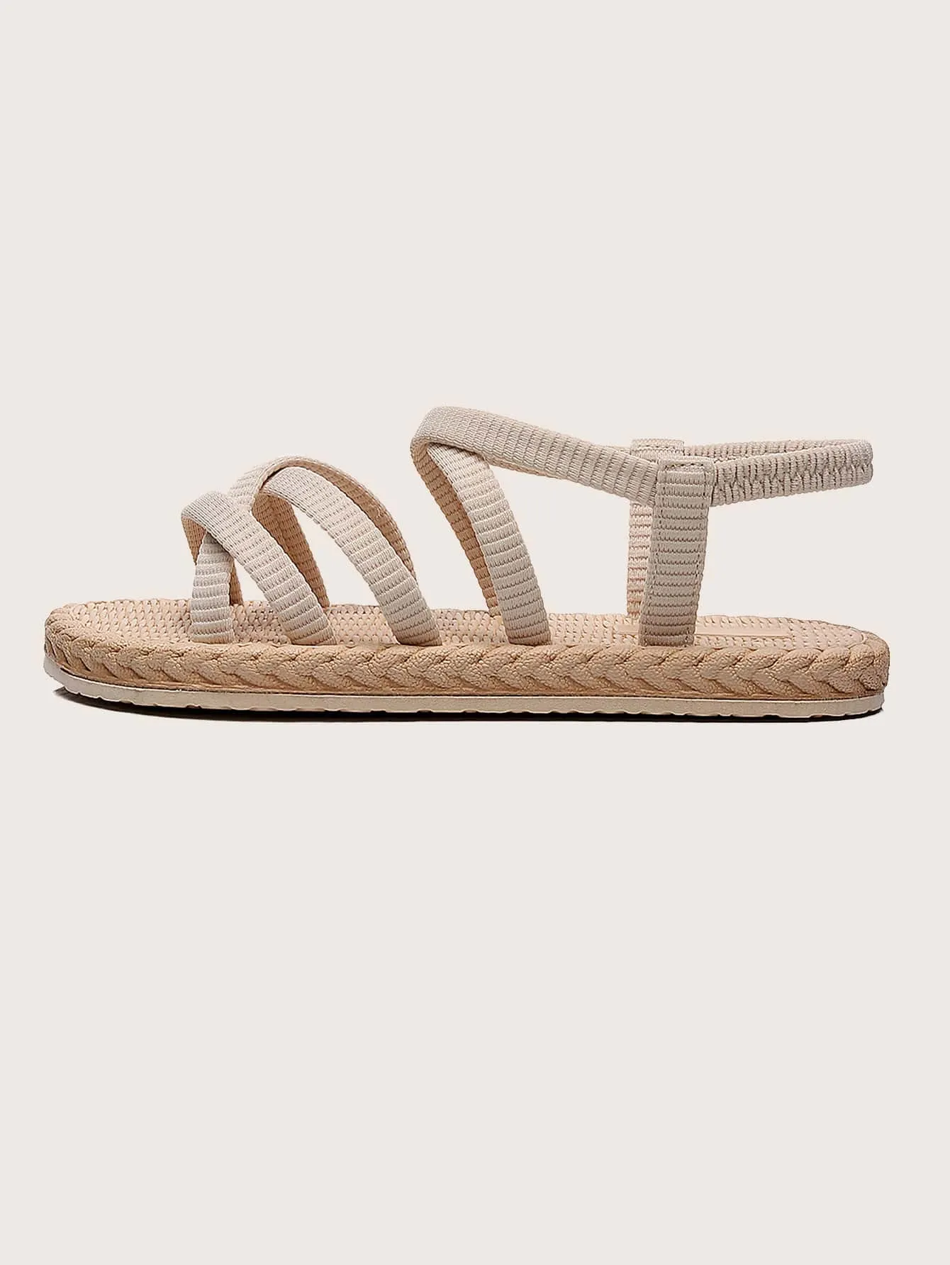 Minimalist Outdoors Flat Shoes for Women, Criss Cross Fabric Open Toe Slingback Sandals