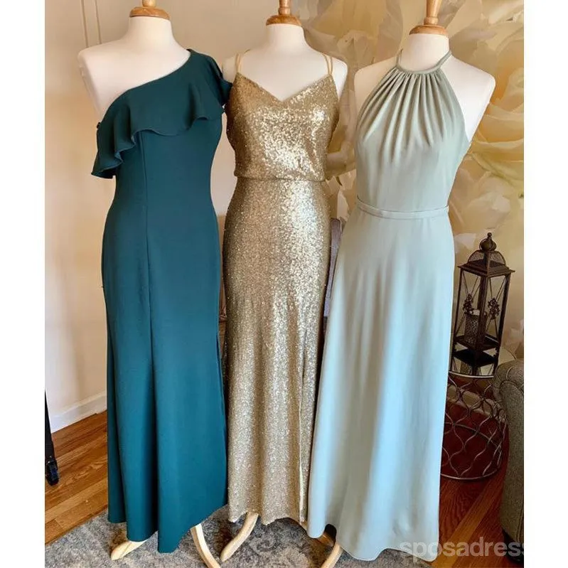 Mismatched Floor Length Sequin Cheap Bridesmaid Dresses Online, WG685