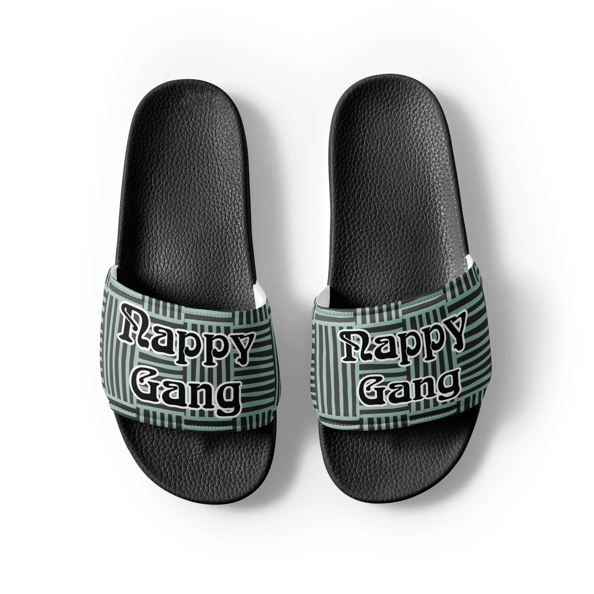 Nappy Gang Green and Black Striped Men’s slides