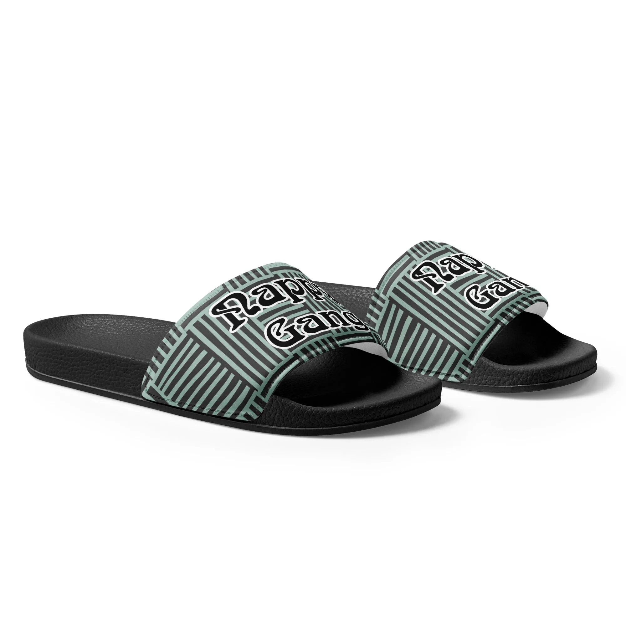 Nappy Gang Green and Black Striped Men’s slides