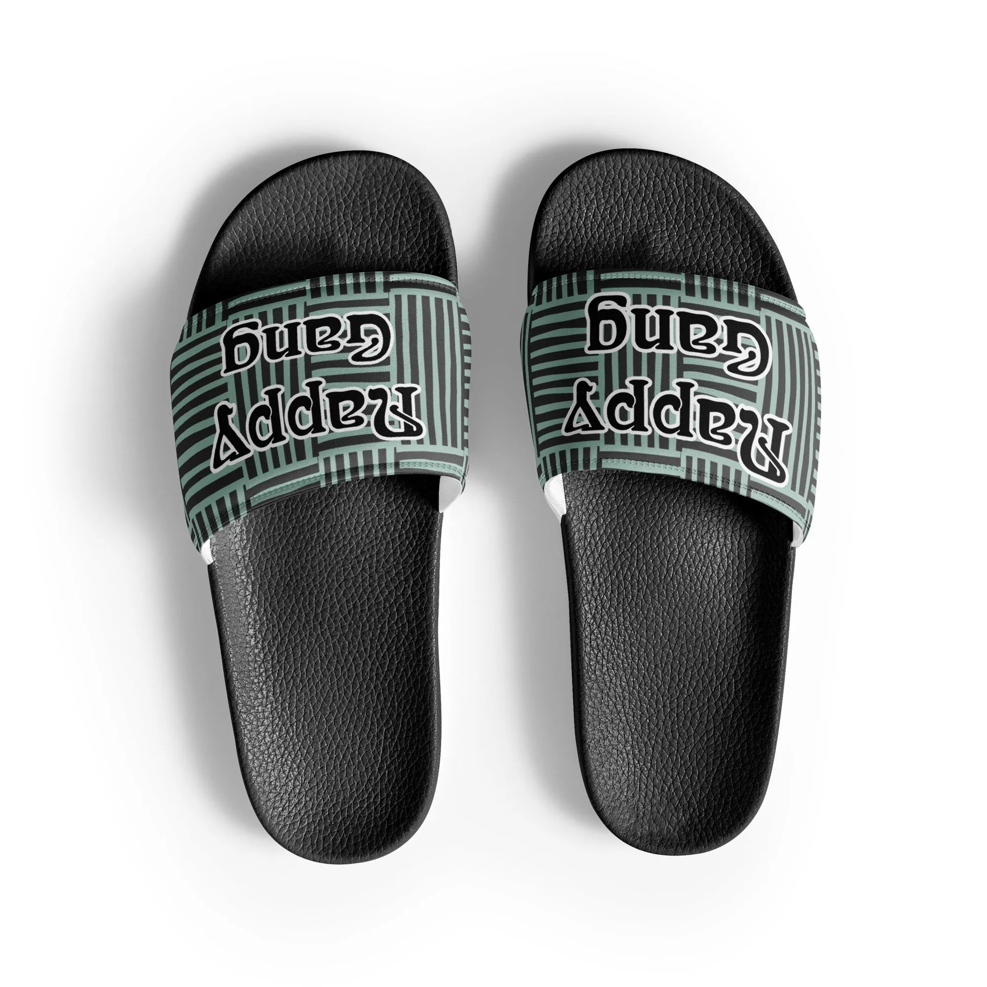 Nappy Gang Green and Black Striped Men’s slides