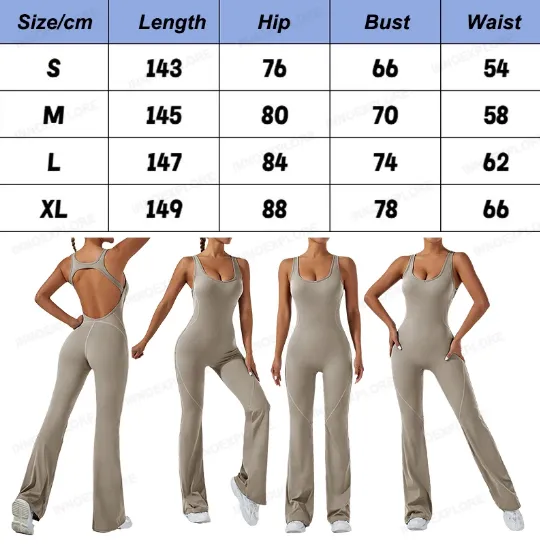 NEW Women's Workout Suit, Fitness Training, Yoga Suit, Butt Lift, Backless Gym Body, Stretch, Flare, Grey, Sz XS