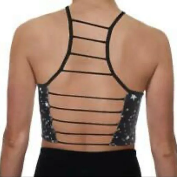 NWT Aqua Athletic Mini Star Ladder Strap Back Fitness Running Sports Bra