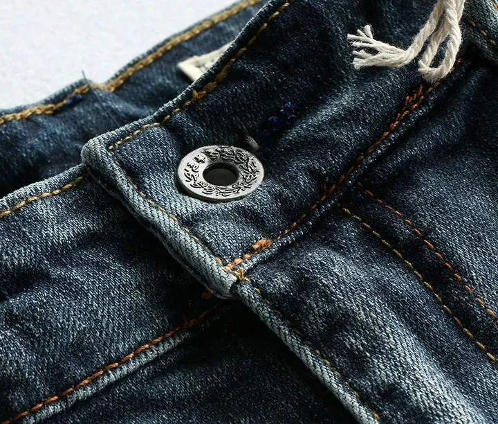 Old Jeans Men's Fashion Simple Elastic Slim Straight Pants