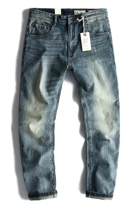 Old Jeans Men's Fashion Simple Elastic Slim Straight Pants