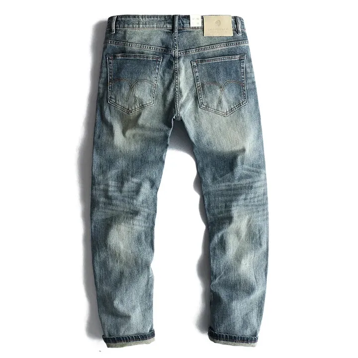 Old Jeans Men's Fashion Simple Elastic Slim Straight Pants