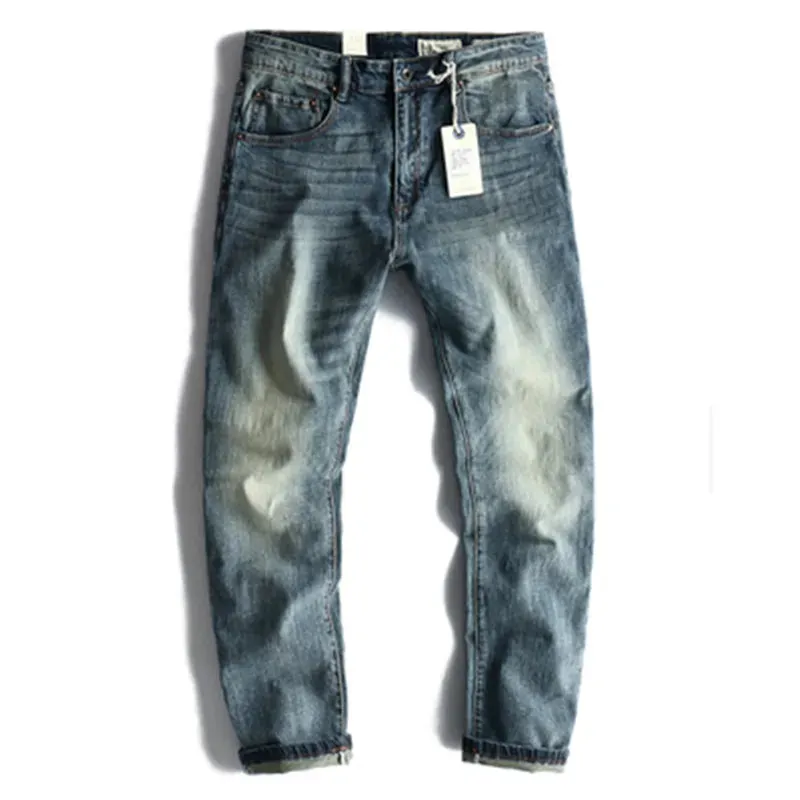 Old Jeans Men's Fashion Simple Elastic Slim Straight Pants