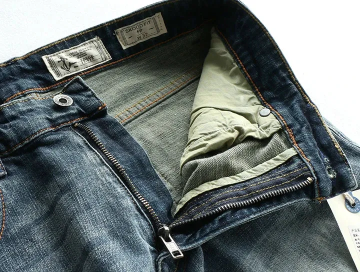 Old Jeans Men's Fashion Simple Elastic Slim Straight Pants