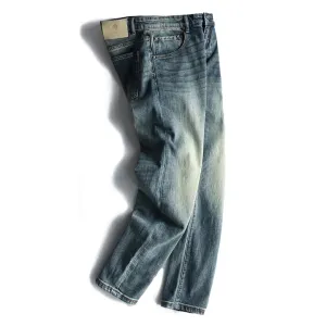 Old Jeans Men's Fashion Simple Elastic Slim Straight Pants