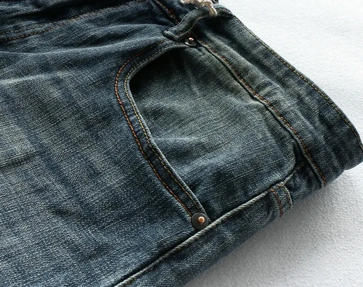 Old Jeans Men's Fashion Simple Elastic Slim Straight Pants