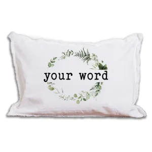 Personalized Greenery Wreath Lumbar Pillow