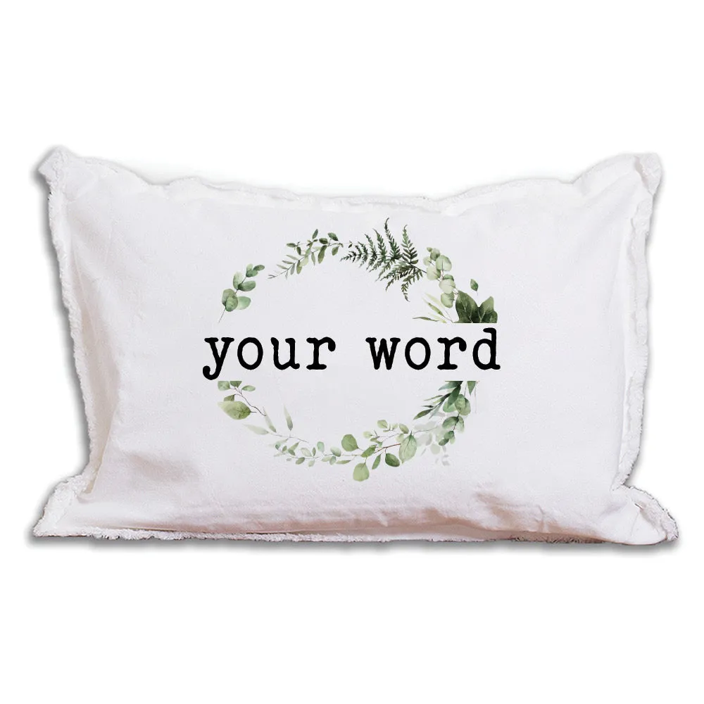 Personalized Greenery Wreath Lumbar Pillow