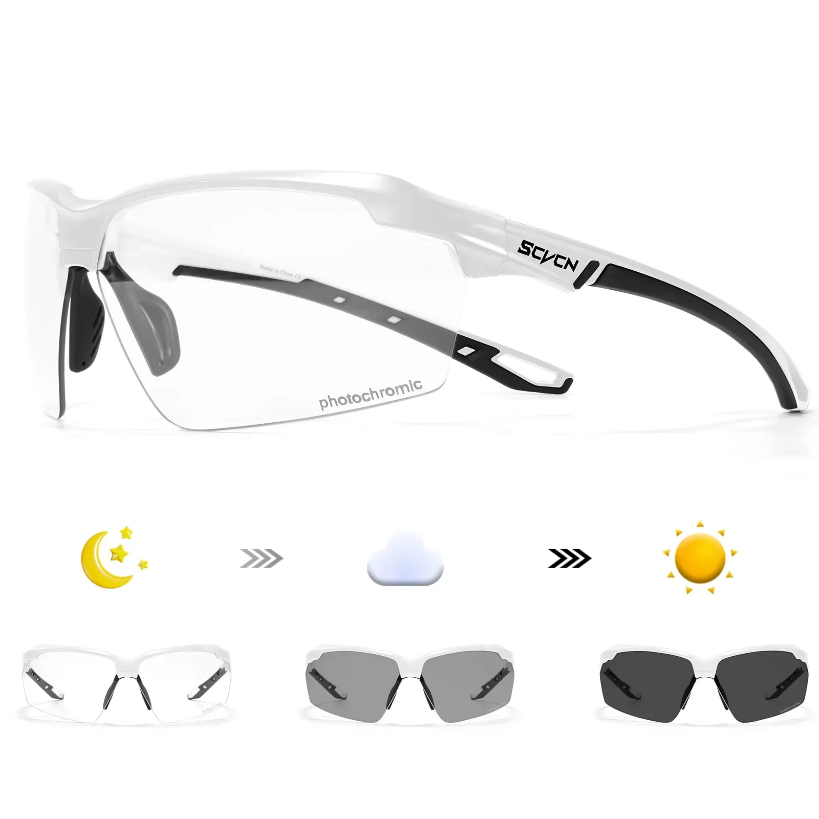Photochromic Cycling Sunglasses UV400 Outdoor Sports Eyewear Unisex MTB Road Bike Running Glasses