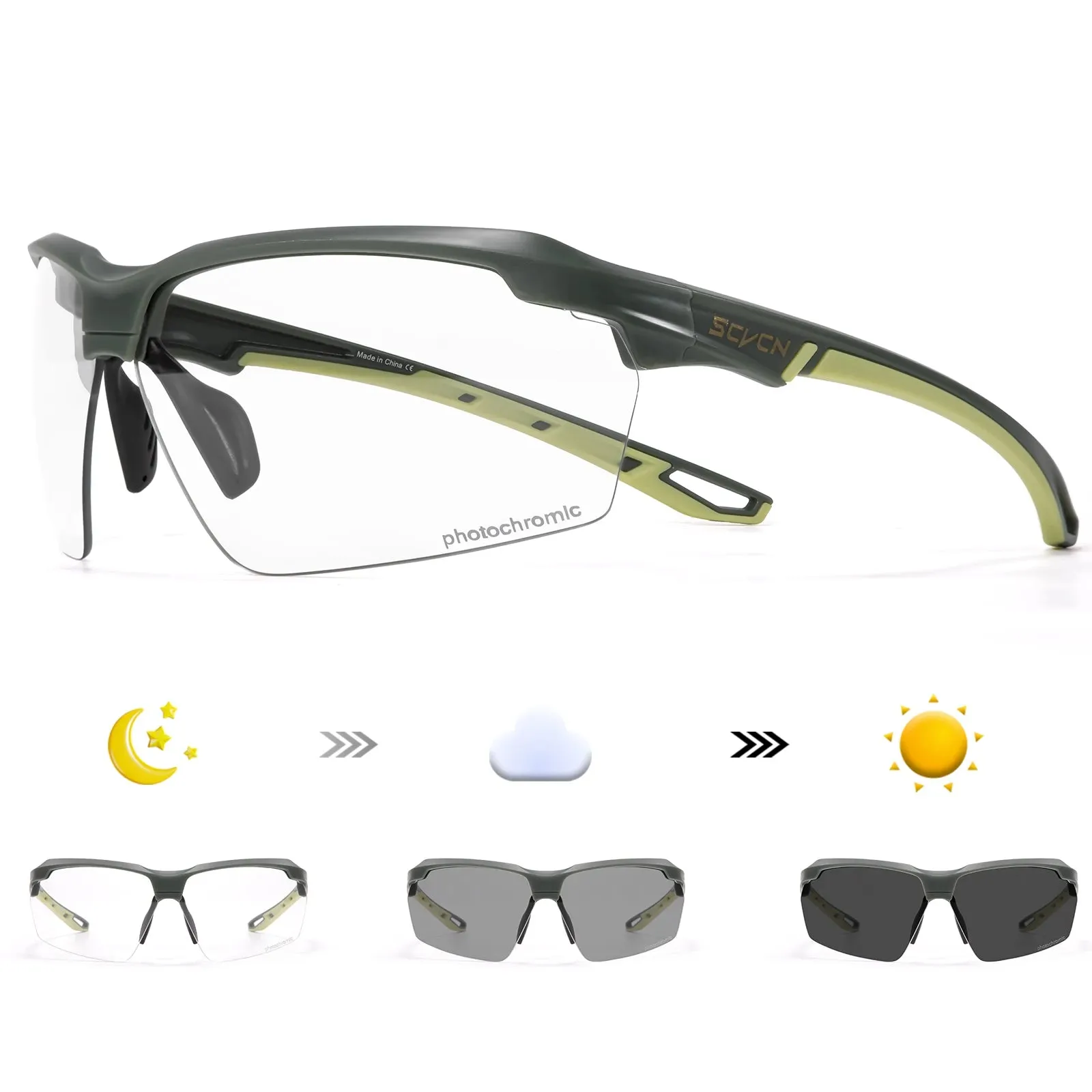 Photochromic Cycling Sunglasses UV400 Outdoor Sports Eyewear Unisex MTB Road Bike Running Glasses
