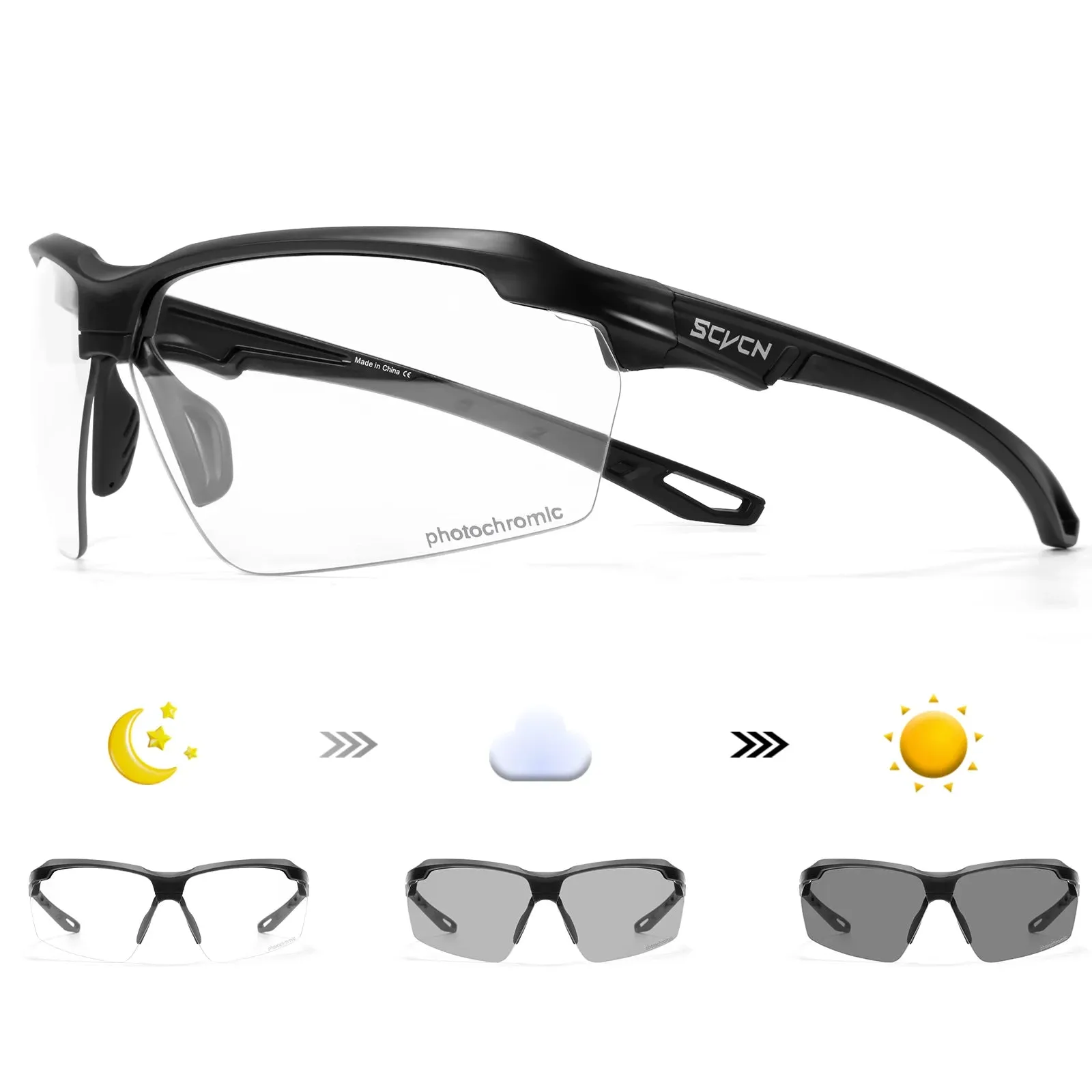 Photochromic Cycling Sunglasses UV400 Outdoor Sports Eyewear Unisex MTB Road Bike Running Glasses