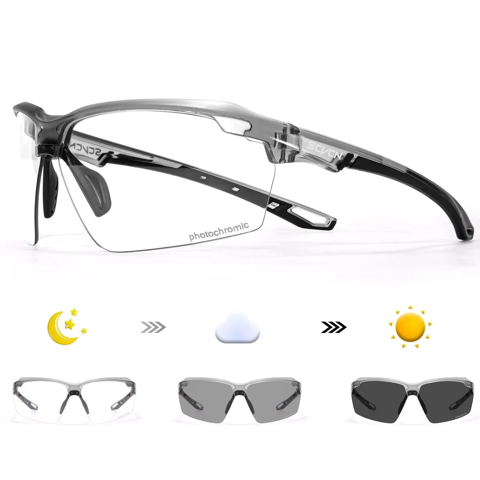 Photochromic Cycling Sunglasses UV400 Outdoor Sports Eyewear Unisex MTB Road Bike Running Glasses