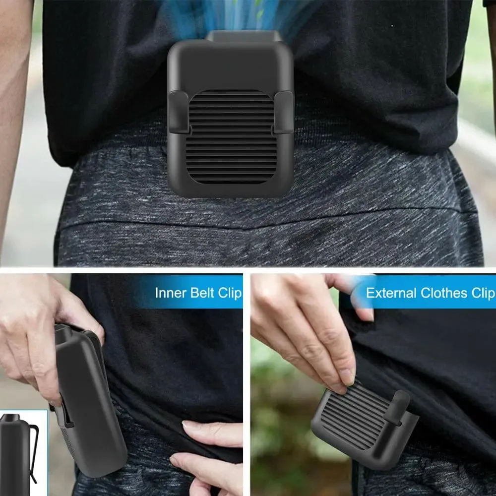 Portable Compact Cooling Fan Hanging Handsfree with Waist Clip