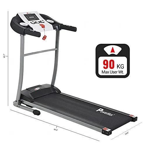 PowerMax Fitness TDM-98 (4.0HP Peak) Motorized Treadmill With USB Connection, Home Use & Heart Rate Sensors - Black