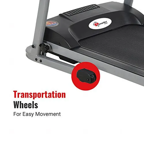 PowerMax Fitness TDM-98 (4.0HP Peak) Motorized Treadmill With USB Connection, Home Use & Heart Rate Sensors - Black