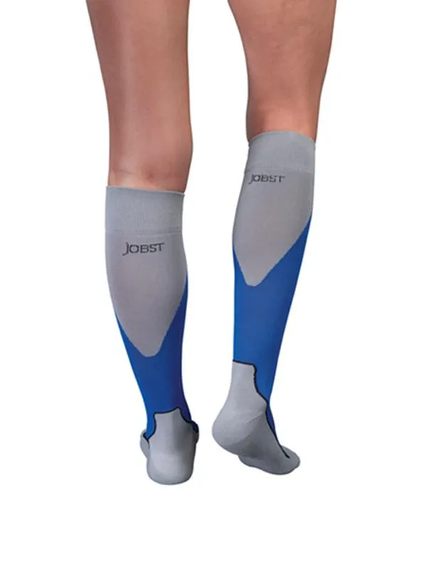 PR/1 JOBST SPORT STOCKING UNISEX, 15-20MMHG, SM, ROYAL BLUE/GREY , CLOSED TOE