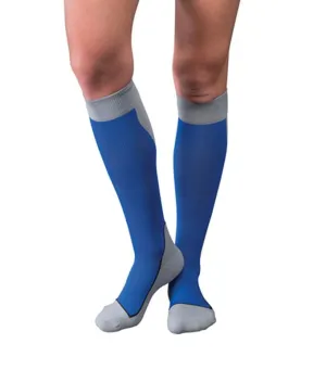 PR/1 JOBST SPORT STOCKING UNISEX, 15-20MMHG, SM, ROYAL BLUE/GREY , CLOSED TOE