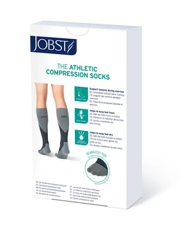 PR/1 JOBST SPORT STOCKING UNISEX, 20-30MMHG, LG, WHITE/GREY, CLOSED TOE