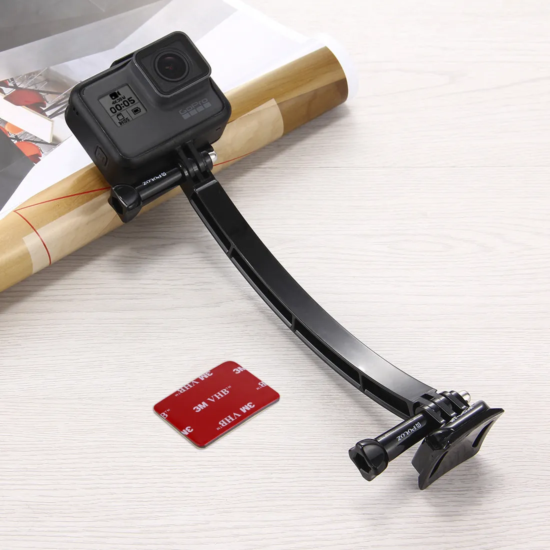 PULUZ Outdoor Motorcycle Cycling Helmet Extension Arm Set for GoPro HERO5 HERO4 Session HERO 5 4 3  3 2 1 black
