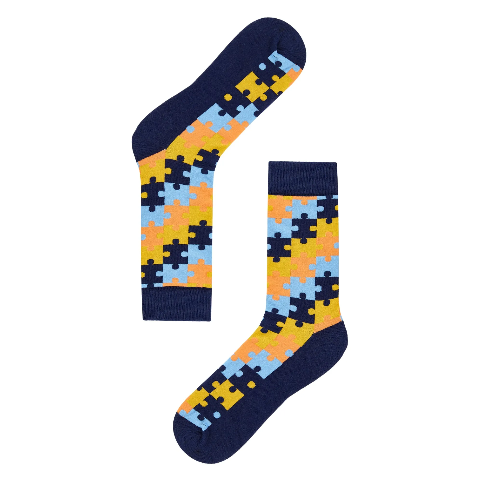 Puzzle Printed Crew Length Socks
