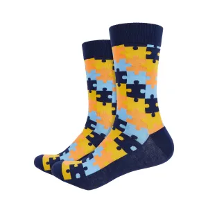 Puzzle Printed Crew Length Socks