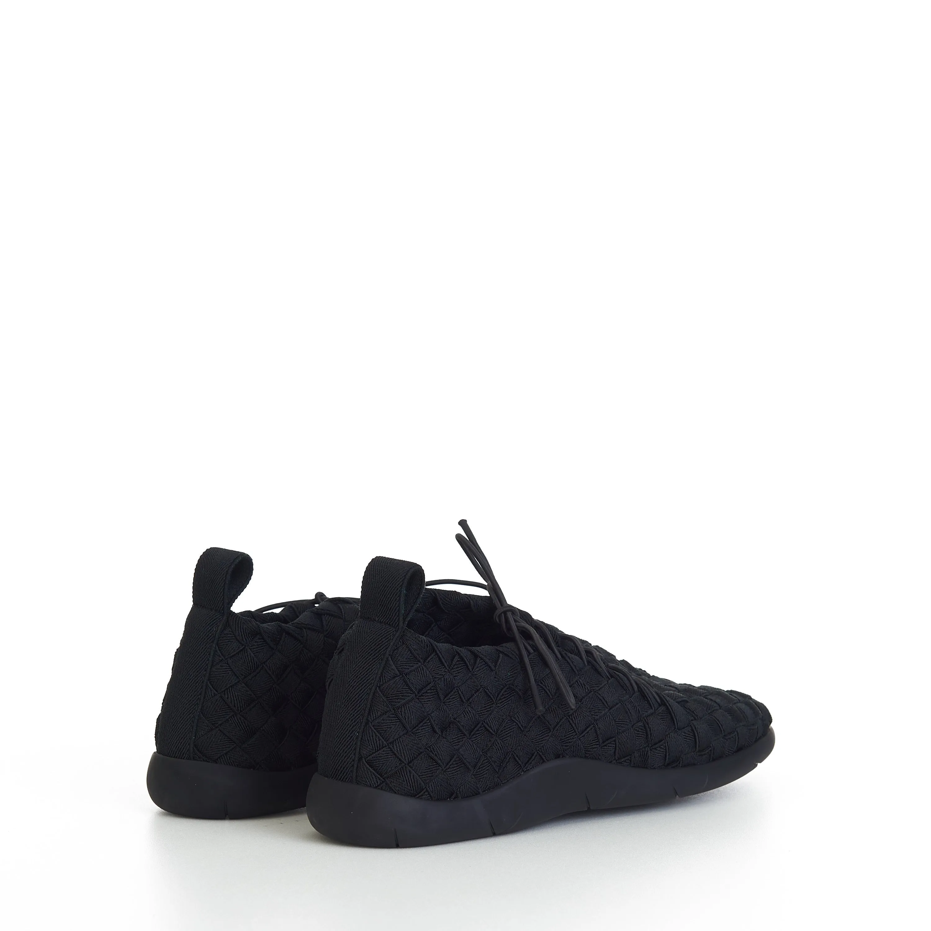 "Plat" Lace-up Sneakers In Black Intrecciato Elastic