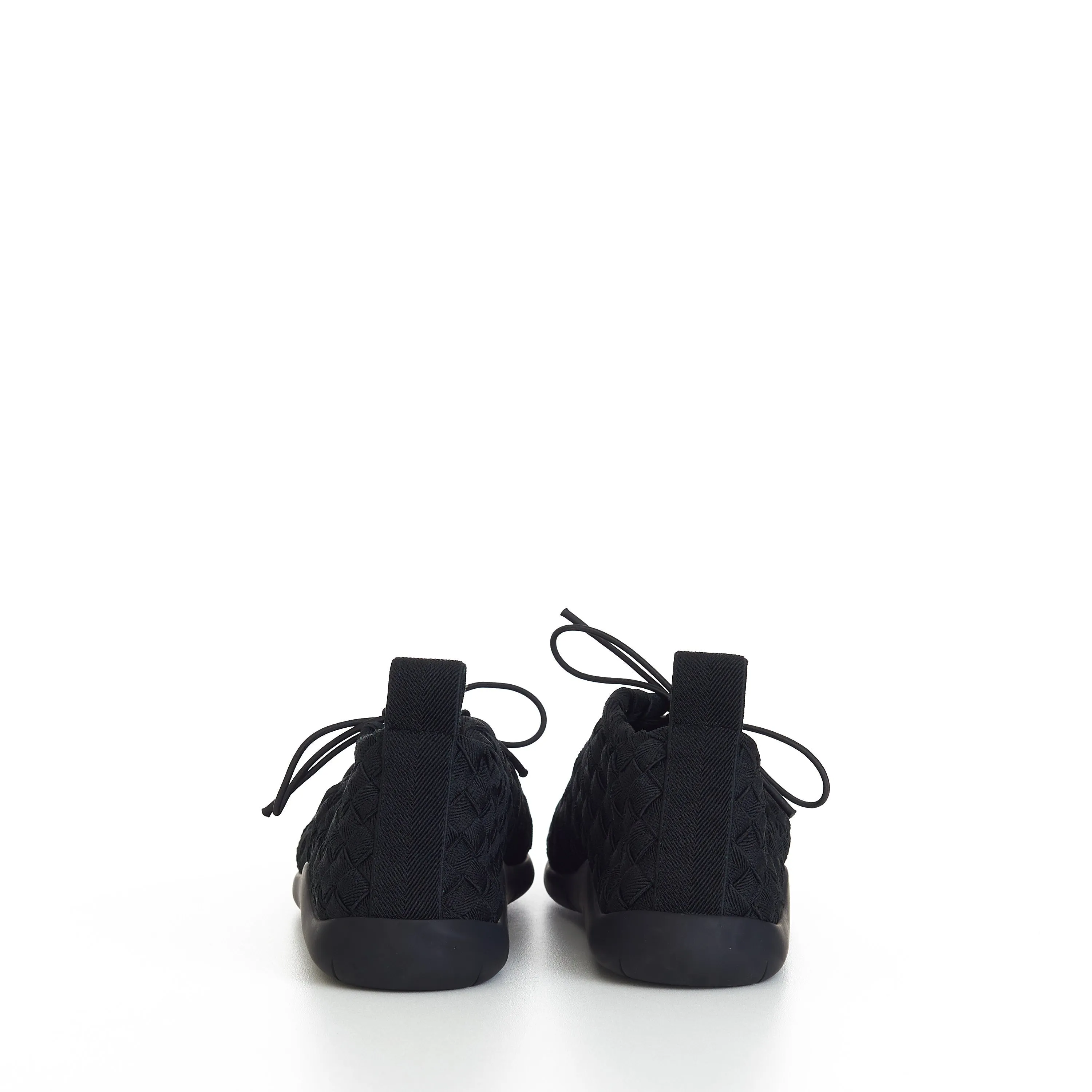 "Plat" Lace-up Sneakers In Black Intrecciato Elastic