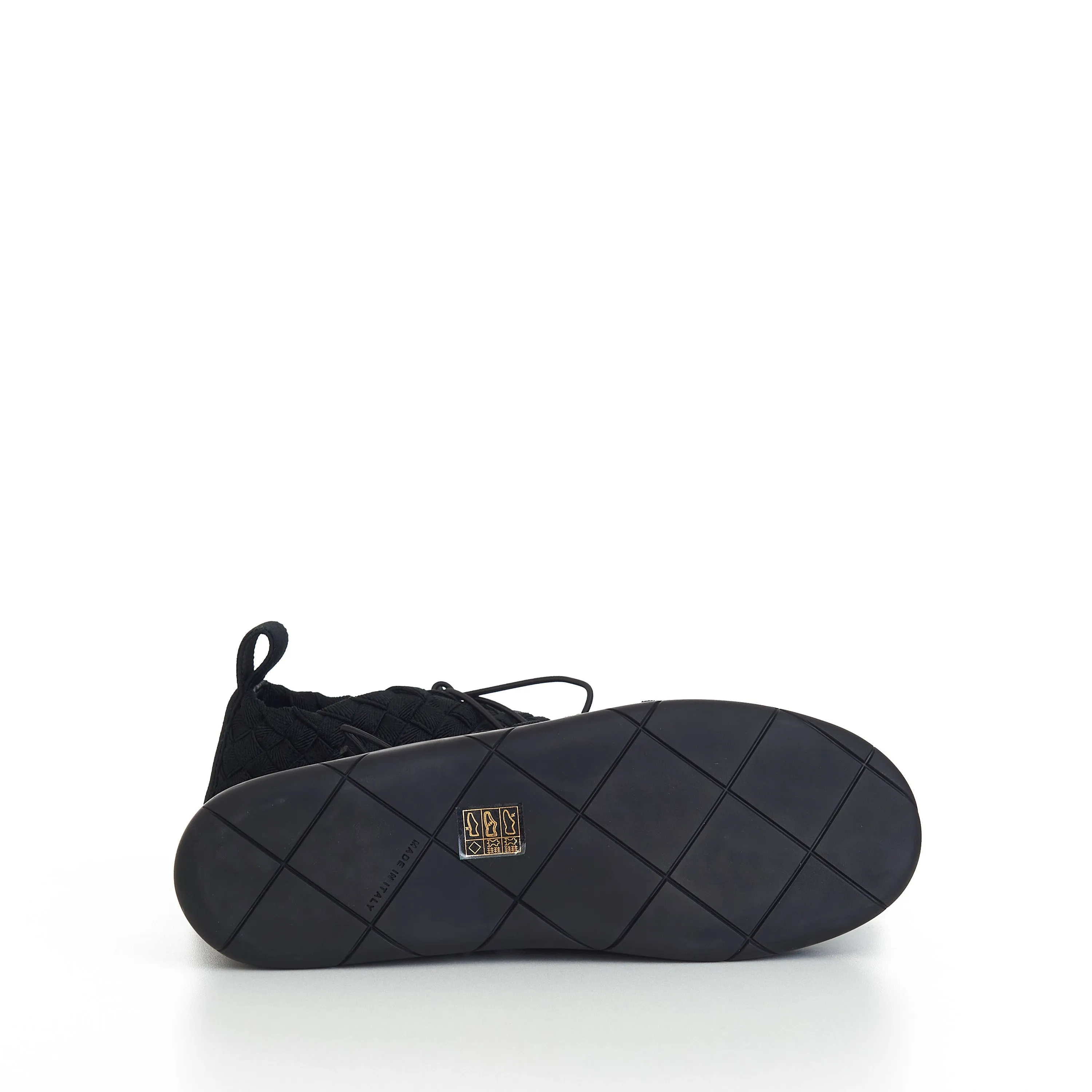 "Plat" Lace-up Sneakers In Black Intrecciato Elastic