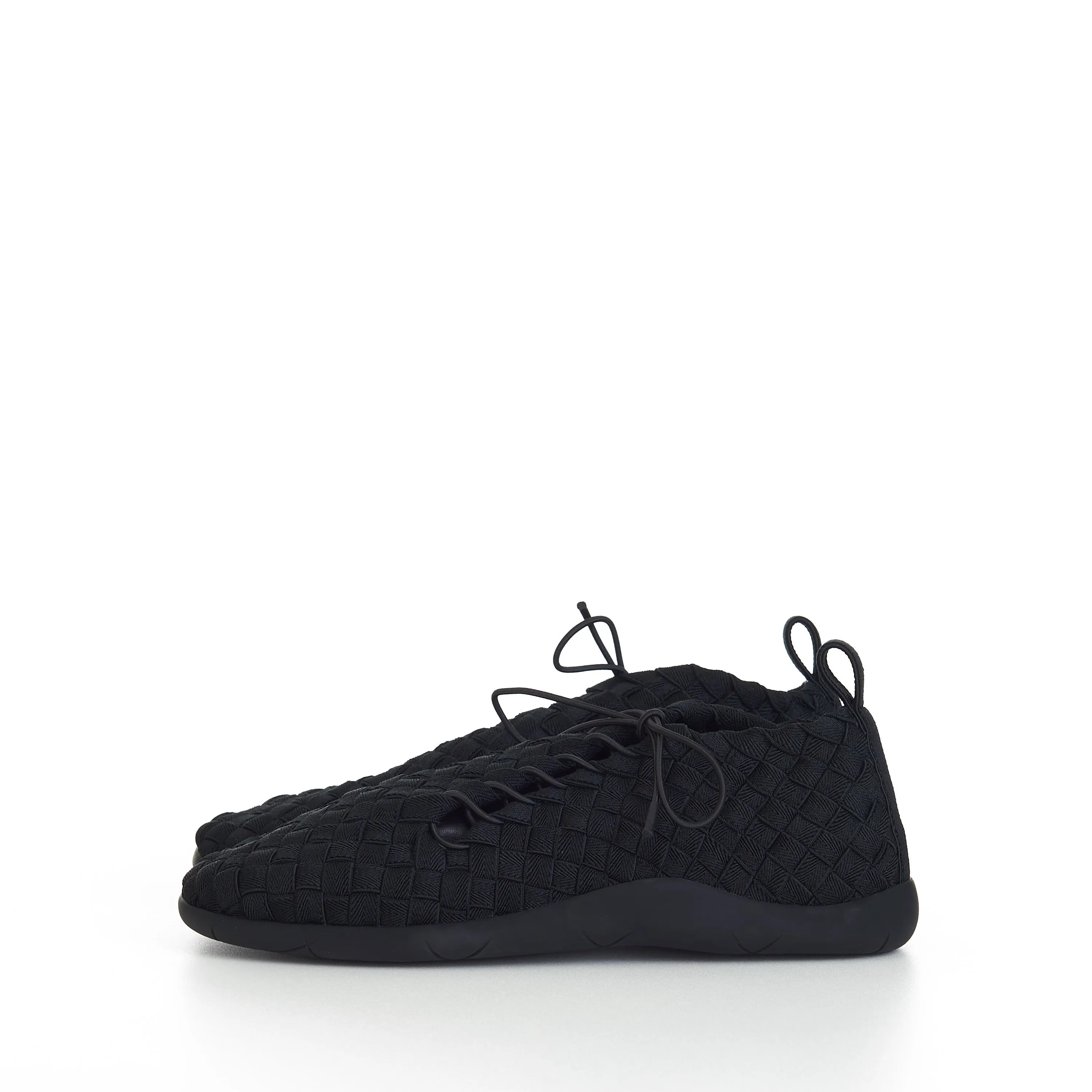 "Plat" Lace-up Sneakers In Black Intrecciato Elastic