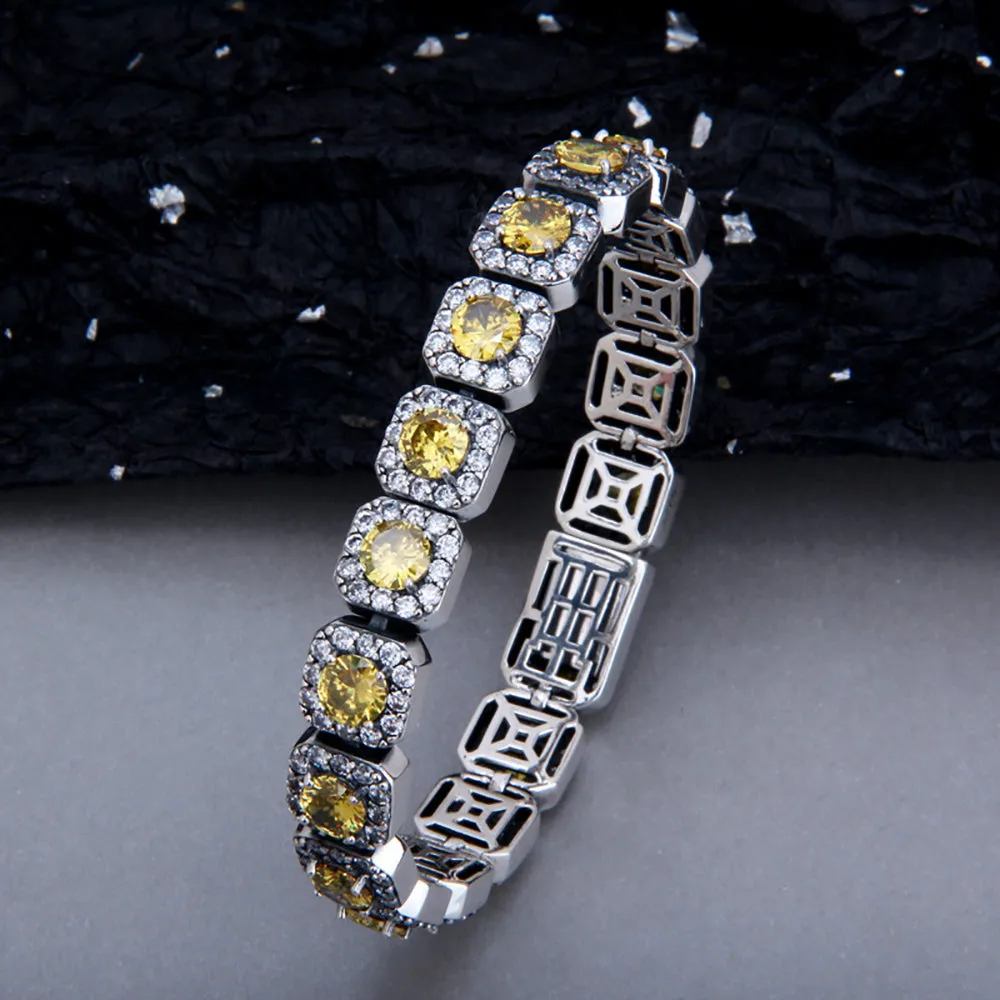 Real Solid 925 Sterling Silver Bracelet Diamond Tennis Chain Beautiful Punk Jewelry 7.1"-8.7"