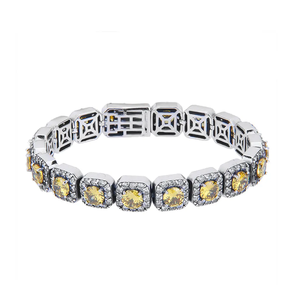 Real Solid 925 Sterling Silver Bracelet Diamond Tennis Chain Beautiful Punk Jewelry 7.1"-8.7"