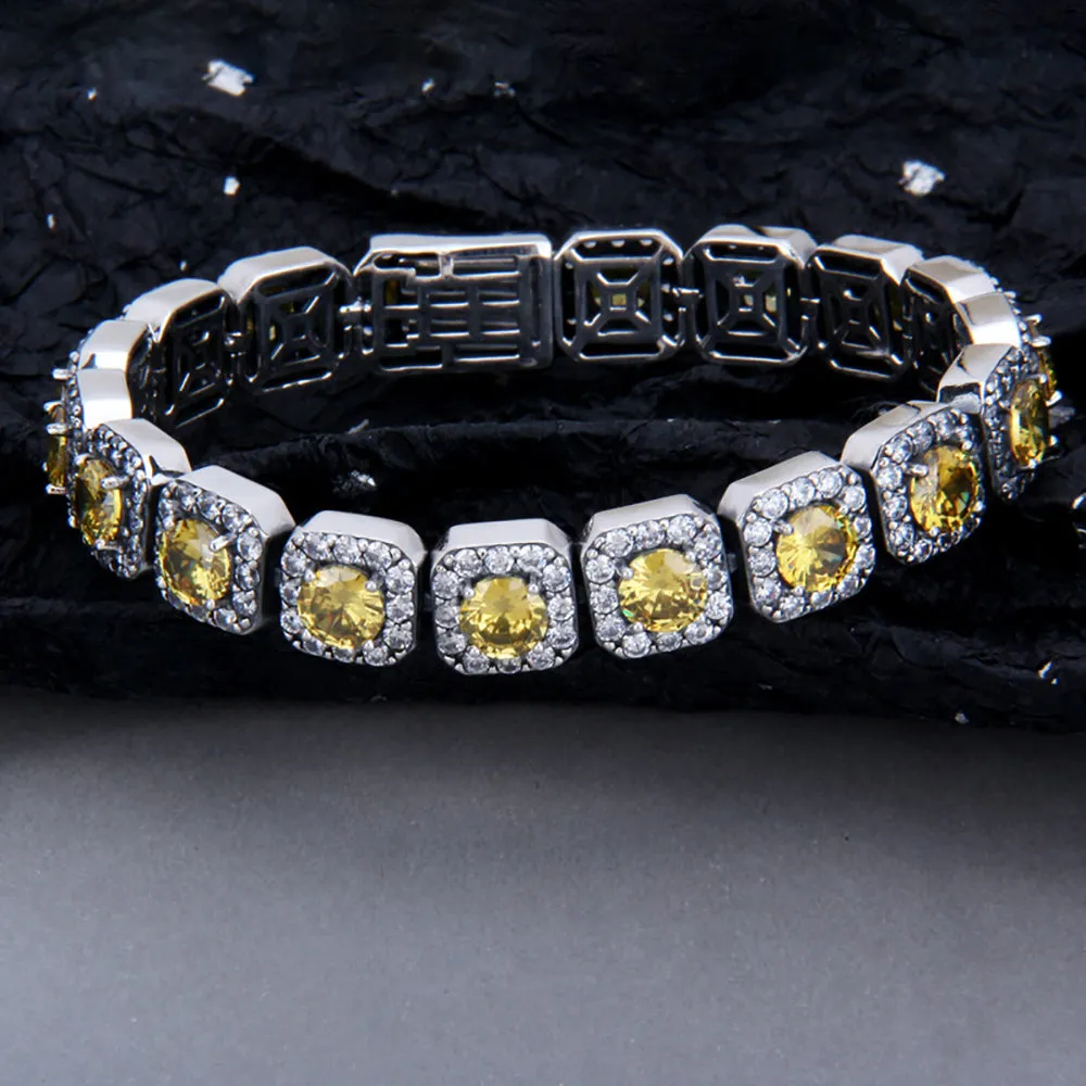 Real Solid 925 Sterling Silver Bracelet Diamond Tennis Chain Beautiful Punk Jewelry 7.1"-8.7"