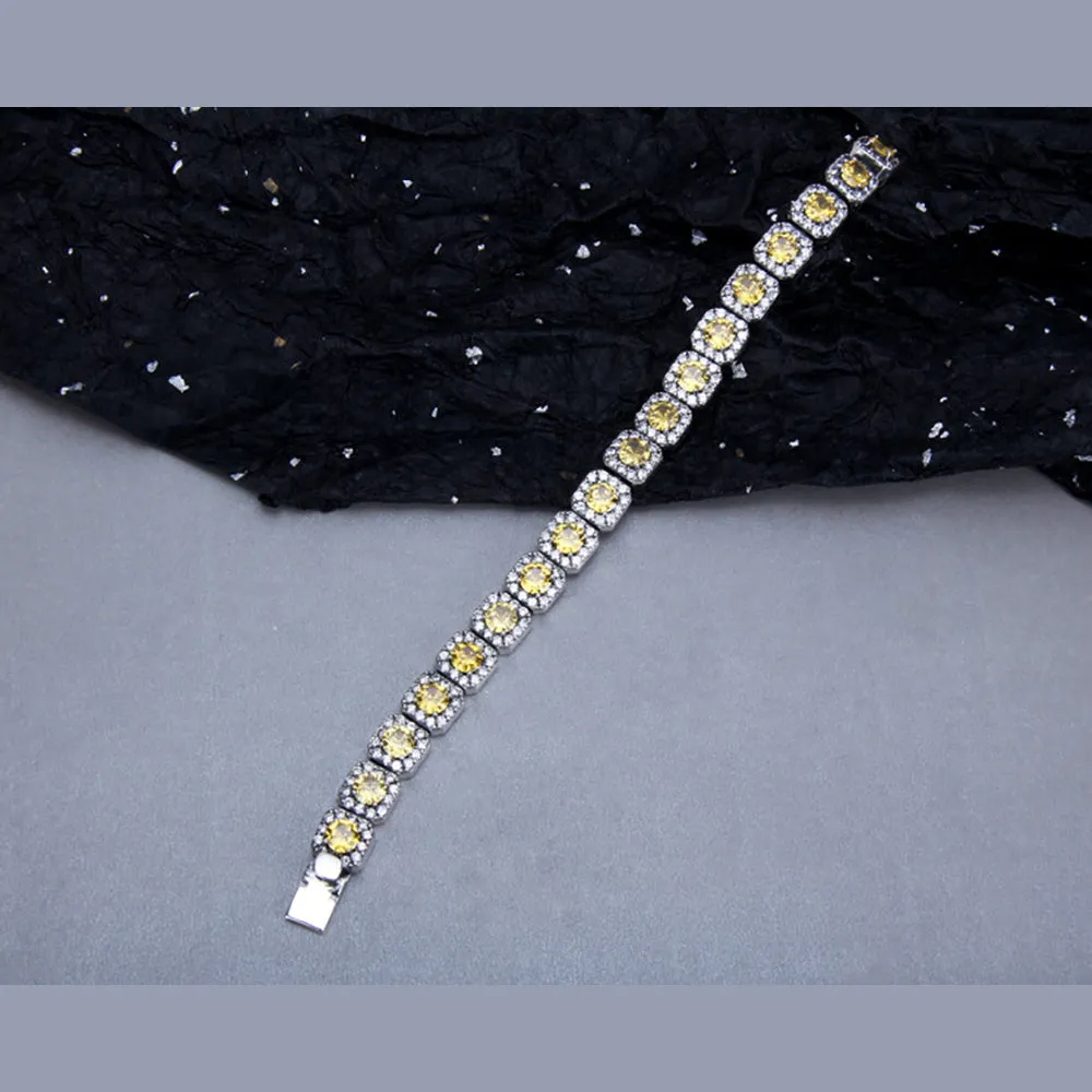 Real Solid 925 Sterling Silver Bracelet Diamond Tennis Chain Beautiful Punk Jewelry 7.1"-8.7"