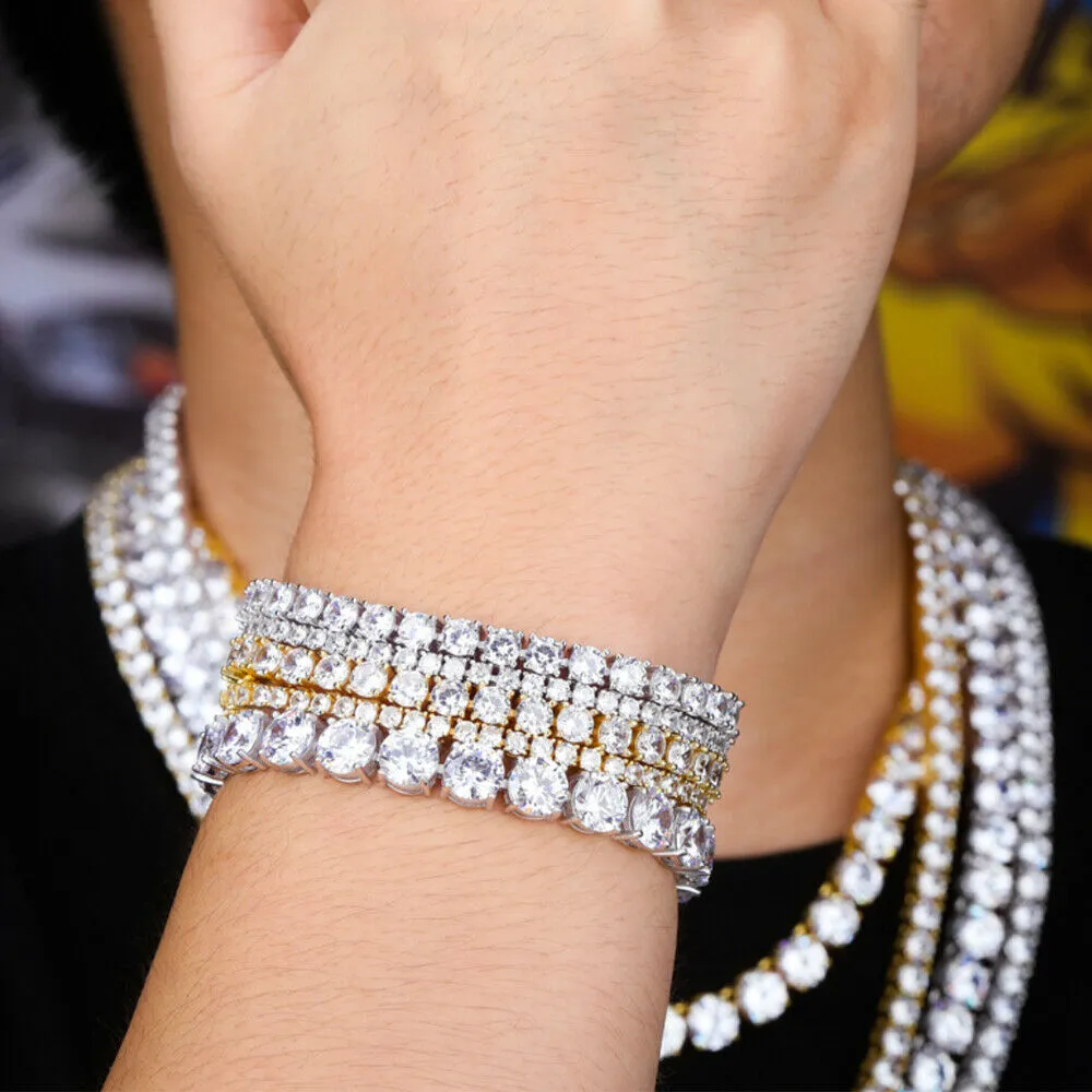 Real Solid 925 Sterling Silver Bracelets Cubic Zirconia Tennis Chain Fashion Jewelry 7" 8"