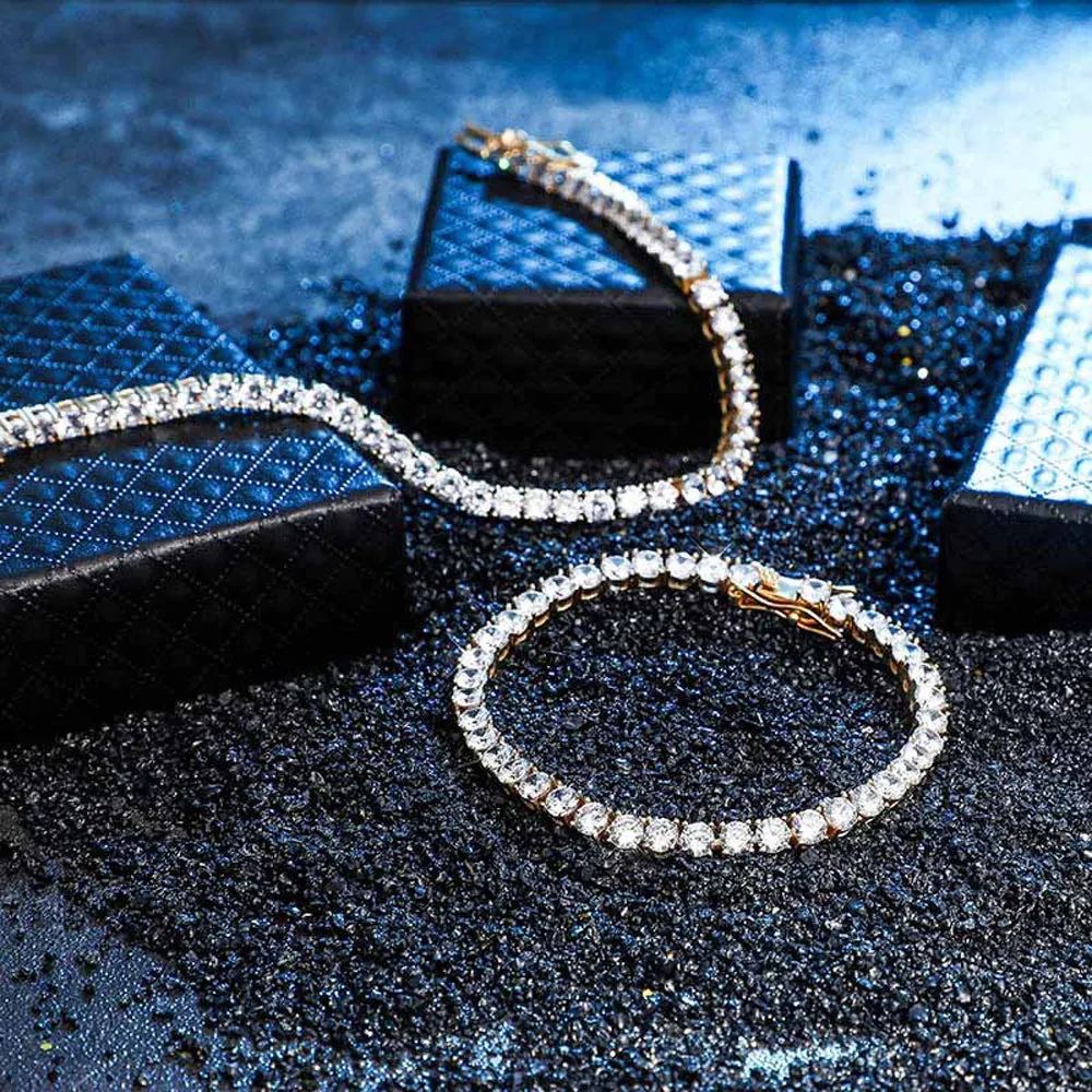Real Solid 925 Sterling Silver Bracelets Cubic Zirconia Tennis Chain Fashion Jewelry 7" 8"