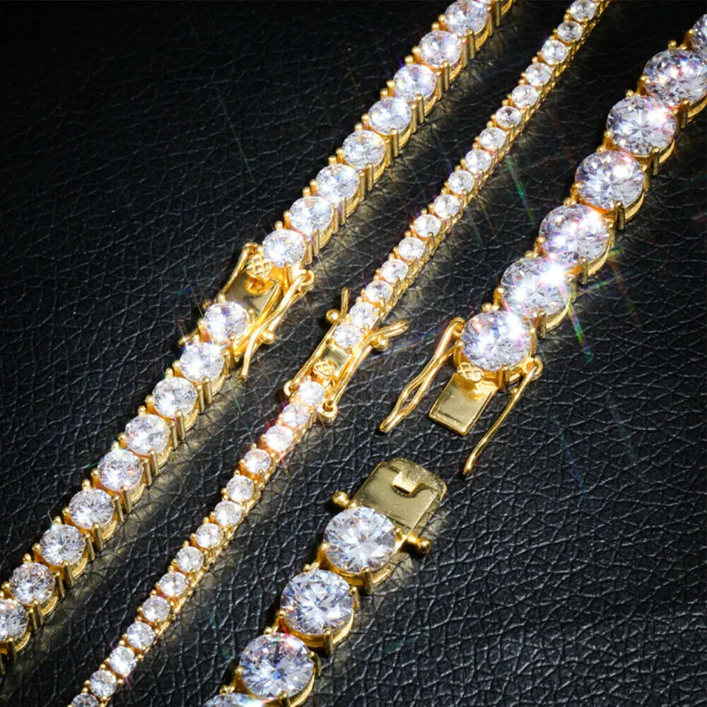 Real Solid 925 Sterling Silver Bracelets Cubic Zirconia Tennis Chain Fashion Jewelry 7" 8"