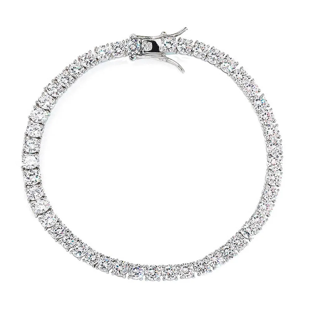 Real Solid 925 Sterling Silver Bracelets Cubic Zirconia Tennis Chain Fashion Jewelry 7" 8"