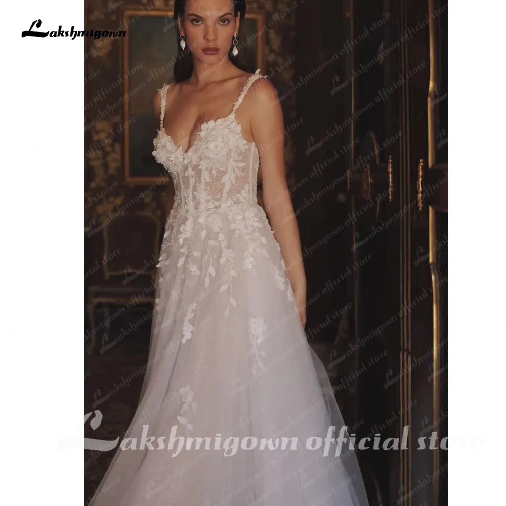 Roycebridal Lace Boho A Line Beach Wedding Dress for Women Wedding Gown for Bride vestido casamento civil