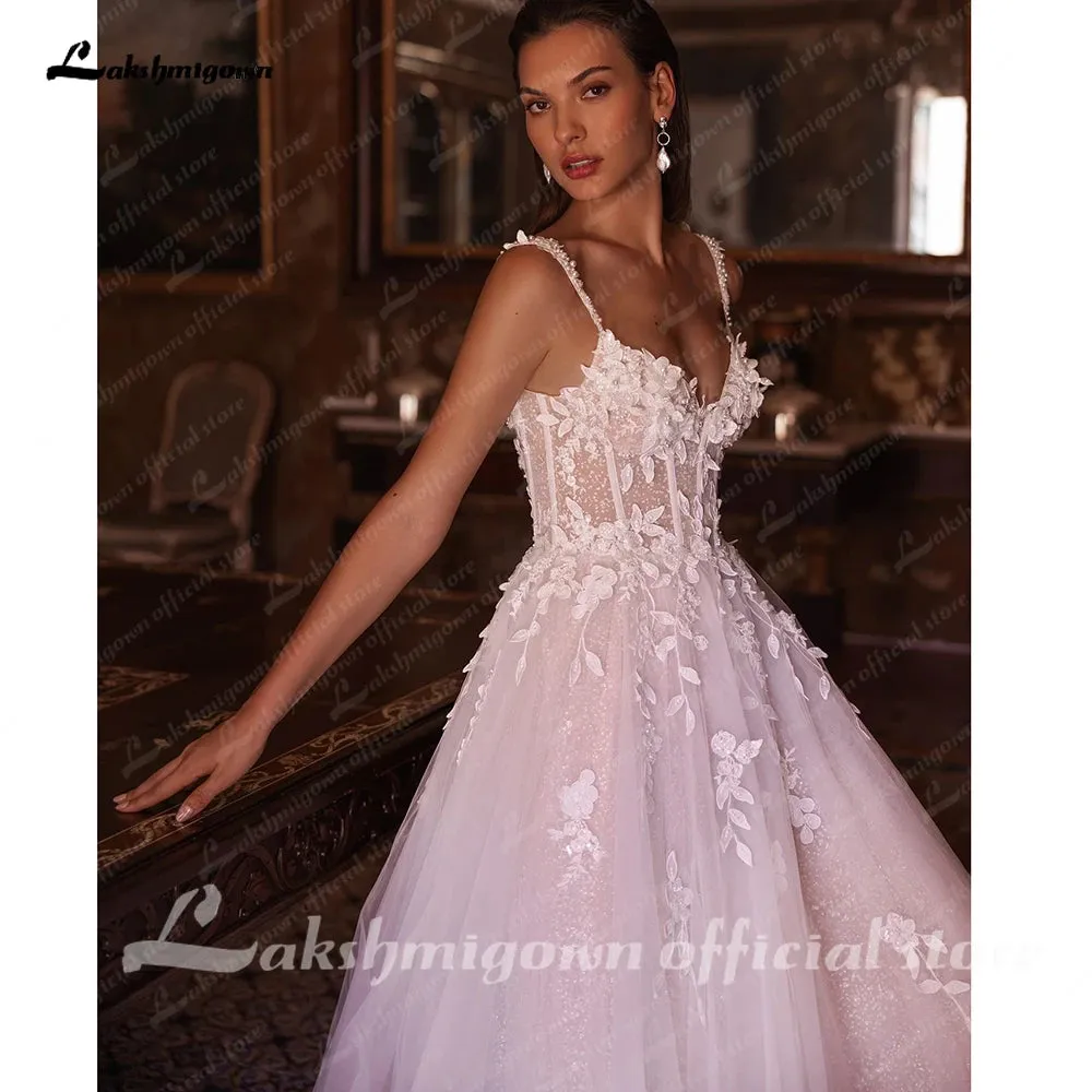 Roycebridal Lace Boho A Line Beach Wedding Dress for Women Wedding Gown for Bride vestido casamento civil