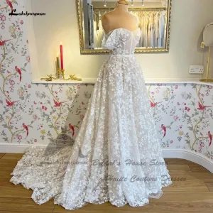 Roycebridal Luxury Lace Boho Wedding Dresses For Women  Vestido Boda Civil Corset Bridal Gowns Off The Shoulder Custom Made