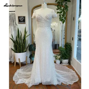 Roycebridal Luxury Mermaid Wedding Dresses Boat Neck Off the Shoulder Vestido Novias Beach Bridal Receipt Dinner Party Gowns