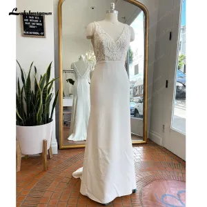 Roycebridal Mermaid Boho Lace Bodice V Neck Wedding Gown for Women  Bridal Receipt Dinner Party Wedding Dress Vestido Novia